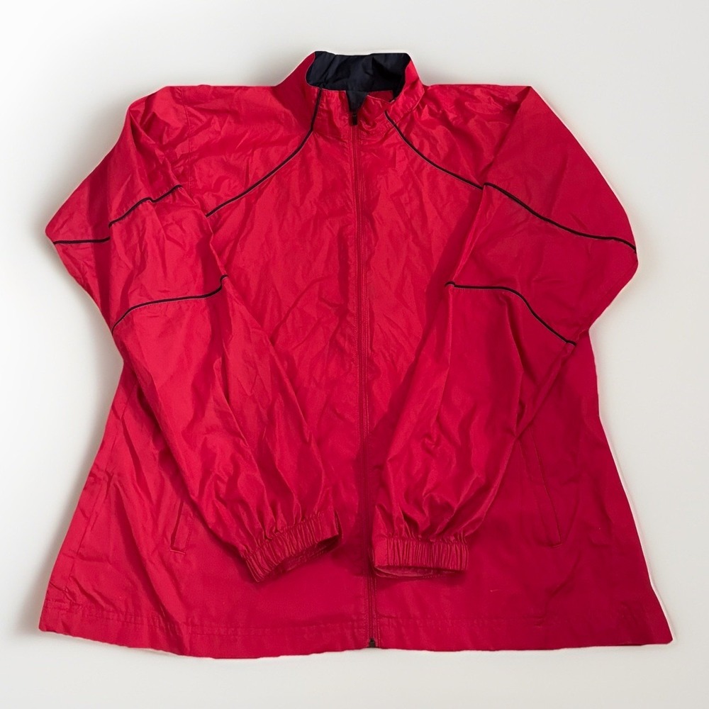 Page & Tuttle Red Windbreaker Gold Jacket Free Swing Size Large Women's